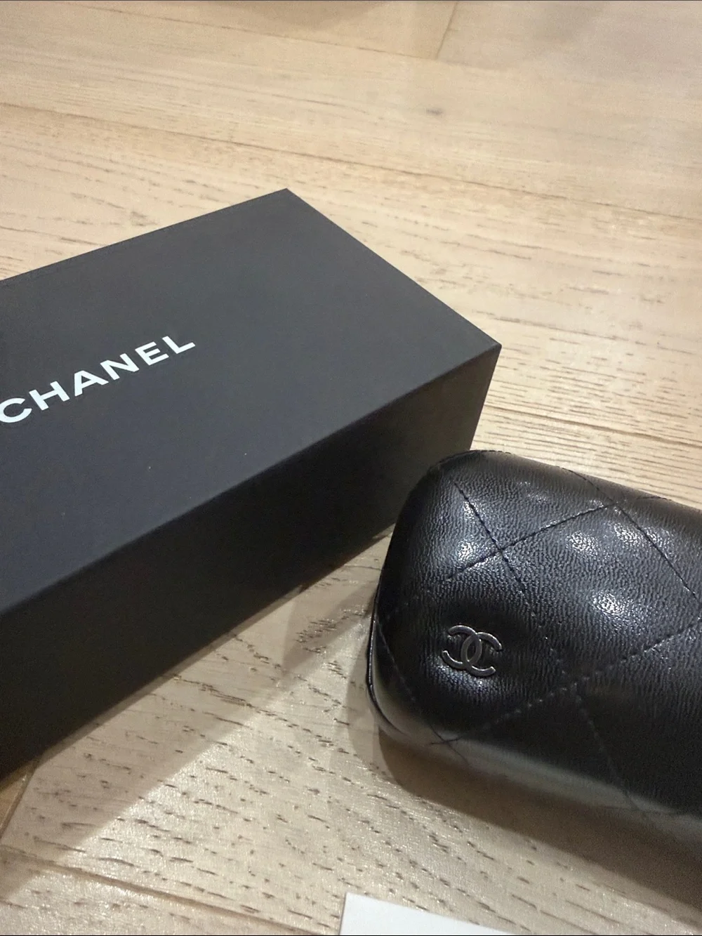 CHANEL Gold Frame Brown Lens Aviator Sunglasses with Black Temple Tips